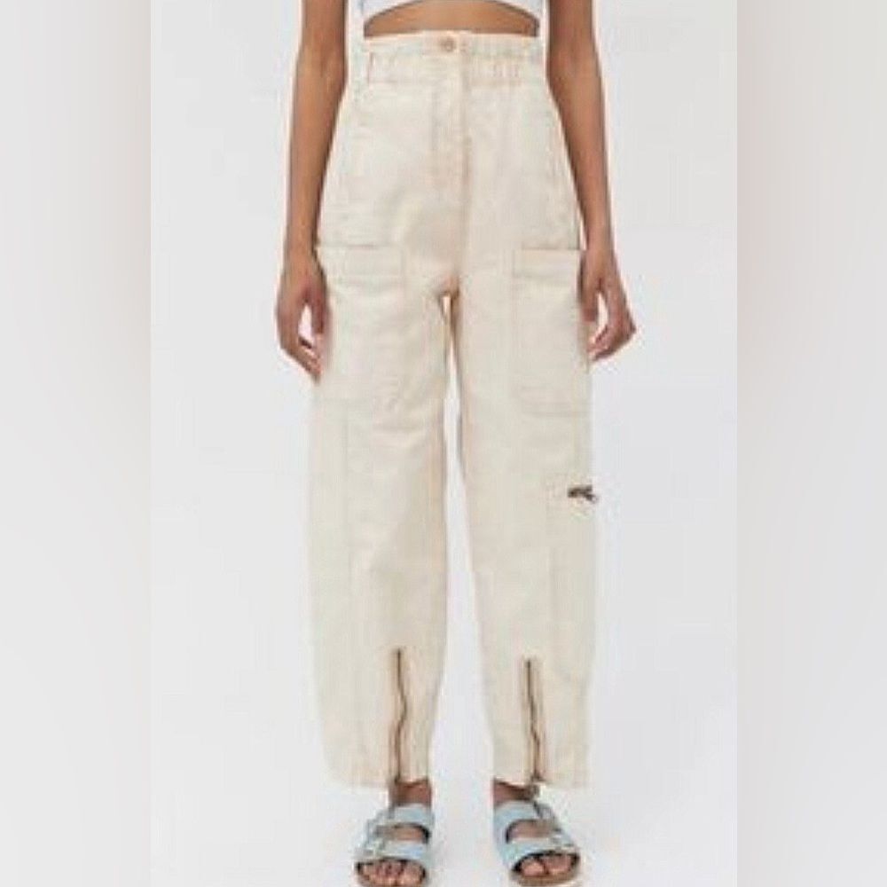 BDG Urban Outfitters Baggy Cargo Pants Size M Cream Y2K Utility Streetwear